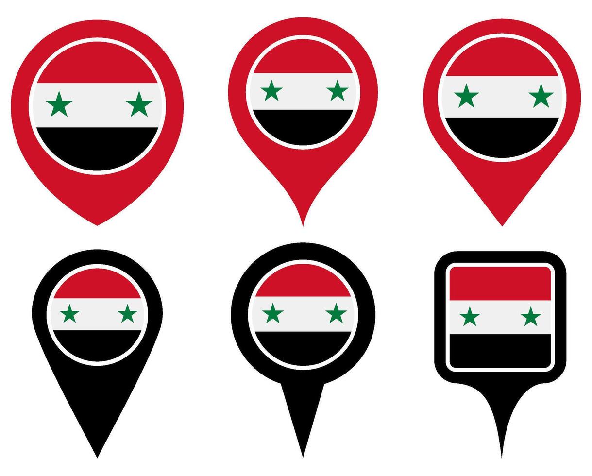set Location pin syria flag icon. Country location symbol Map markers design template illustration vector