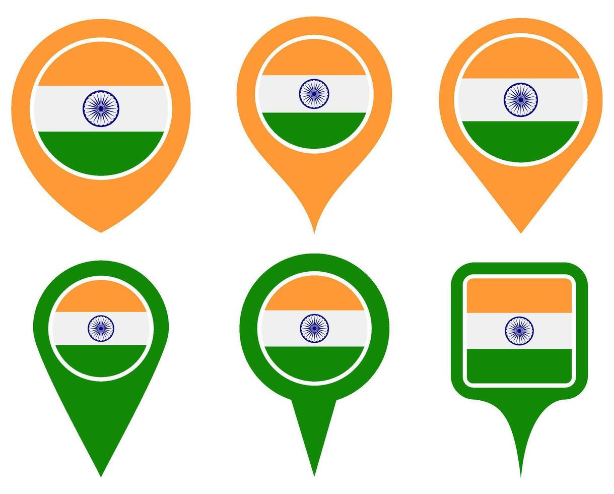 set Location pin india flag icon. Country location symbol Map markers design template illustration vector