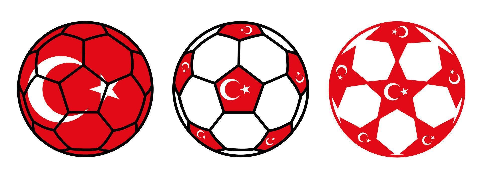 set soccer ball Turkey flag icon. football nation symbol design illustration vector