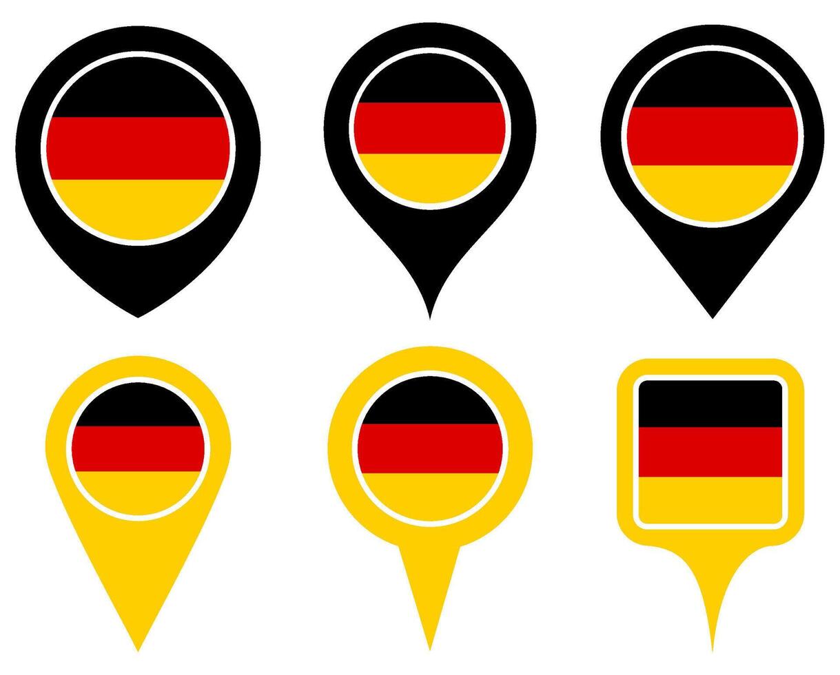 set Location pin germany flag icon. Country location symbol Map markers design template illustration vector