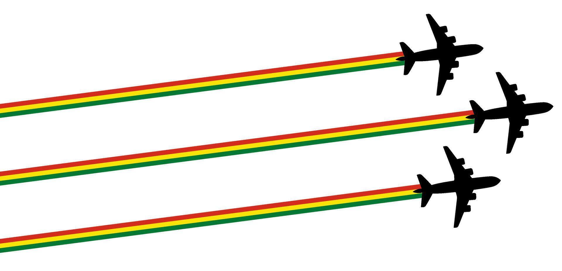 set Flying airplane with Bolivia flag icon. airshow celebration day symbol Template Illustration Design vector