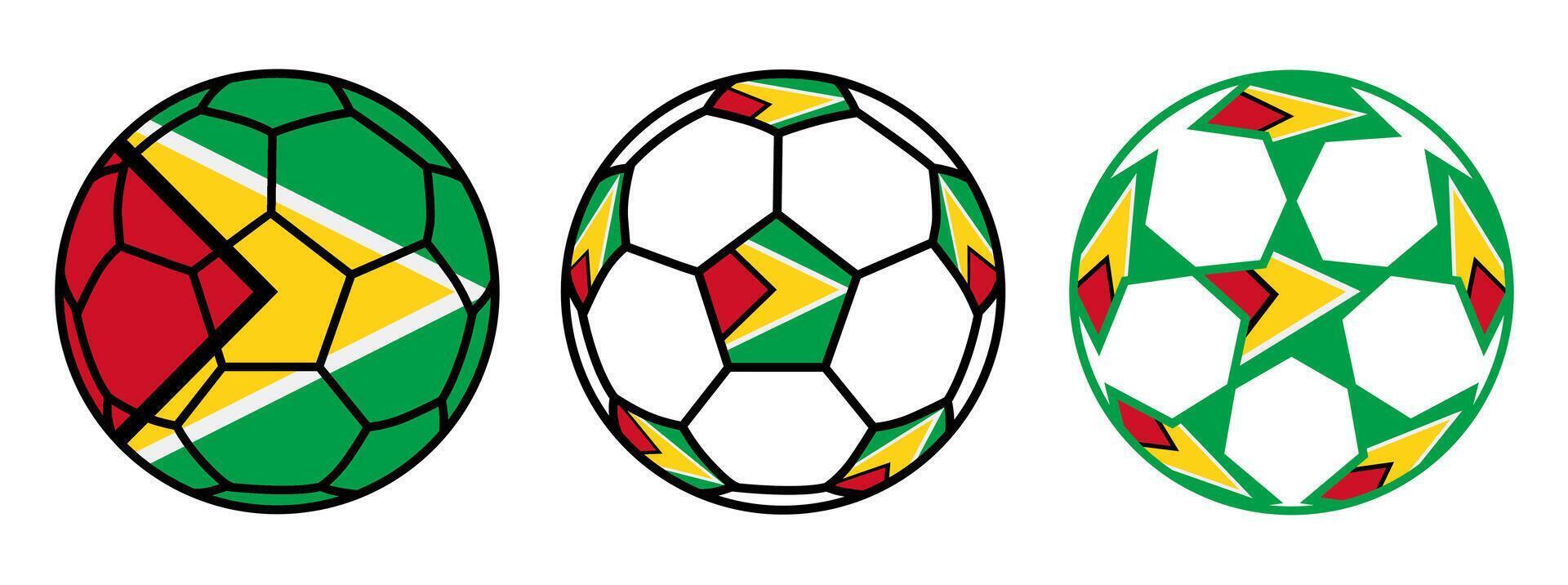 set soccer ball Guyana flag icon. football nation symbol design illustration vector