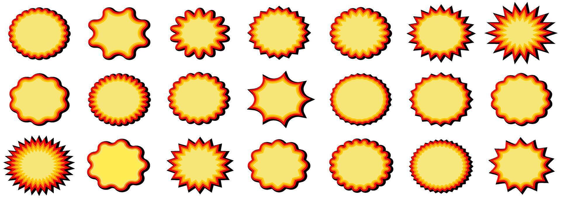 Set splash bubble icon. explosion Comic burst symbol. cartoon boom blast sticker design illustration vector