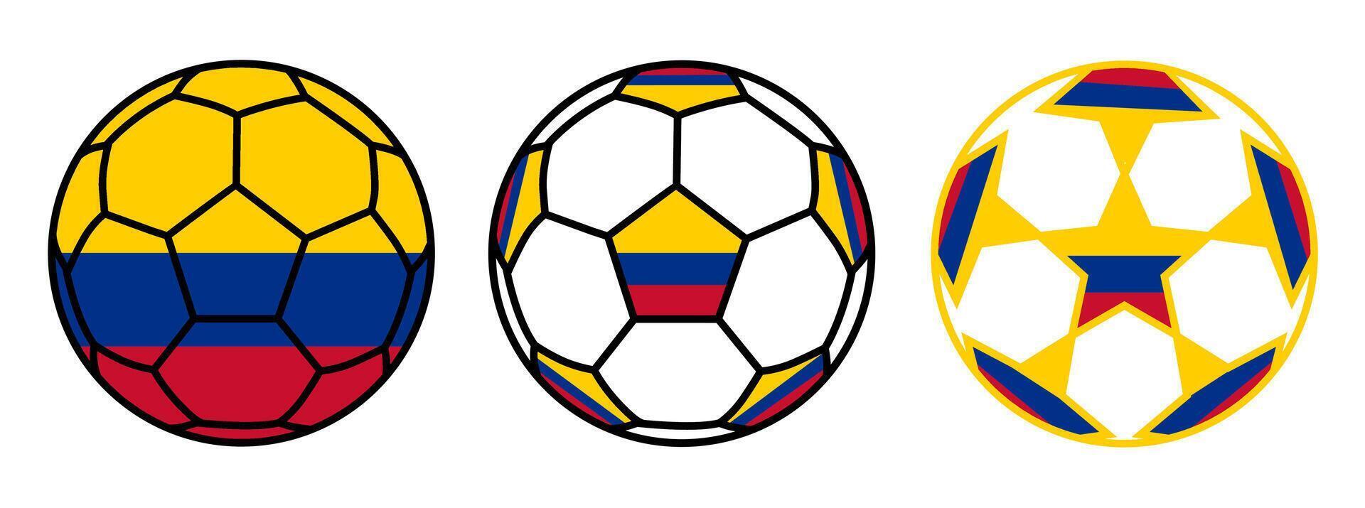 set soccer ball Colombia flag icon. football nation symbol design illustration vector