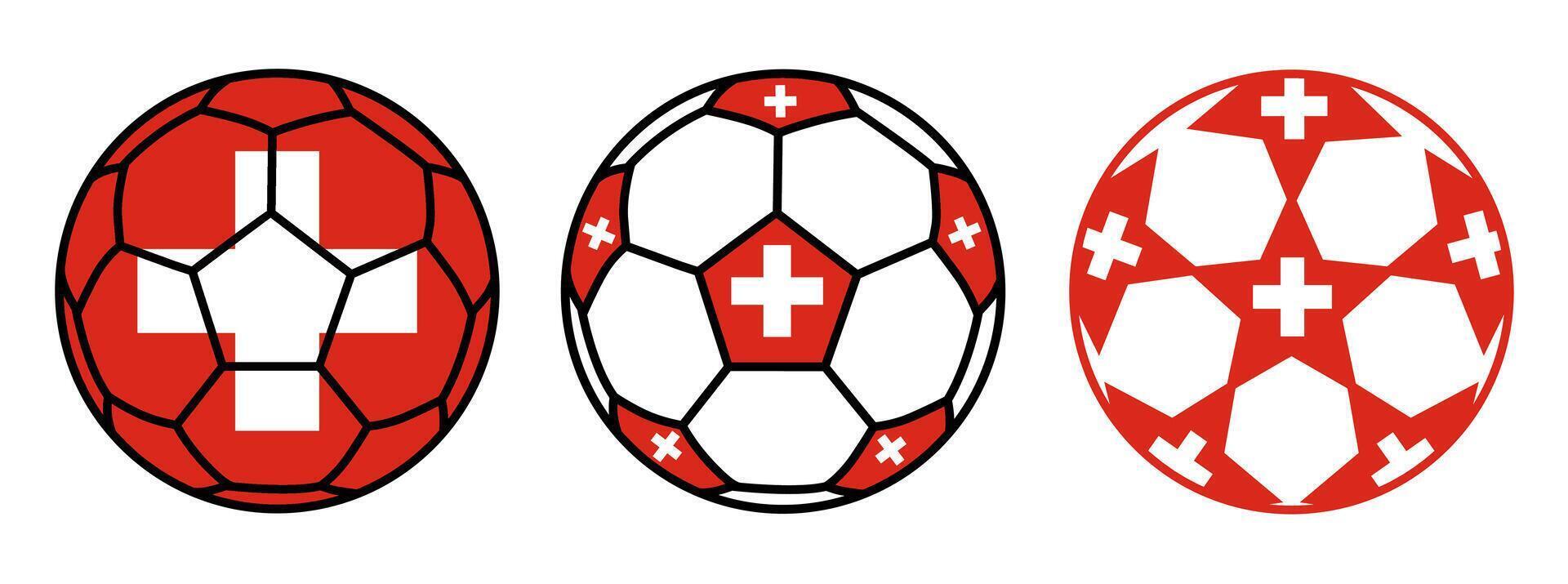 set soccer ball Switzerland flag icon. football nation symbol design illustration vector