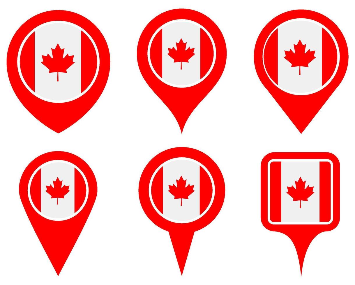 set Location pin canada flag icon. Country location symbol Map markers design template illustration vector