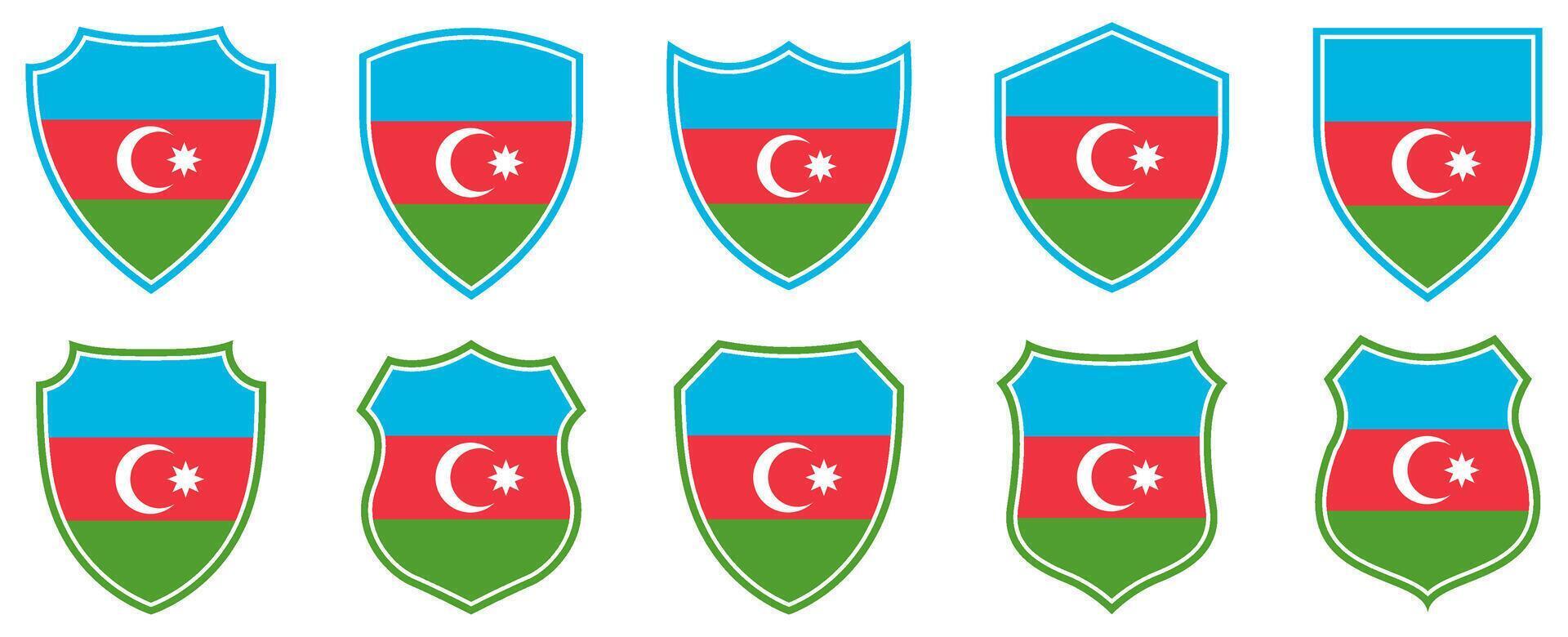 set collections azerbaijan flag in shield badge icon. azerbaijan flag symbol of powerful country. azerbaijan independence day emblem label sticker design template illustration vector