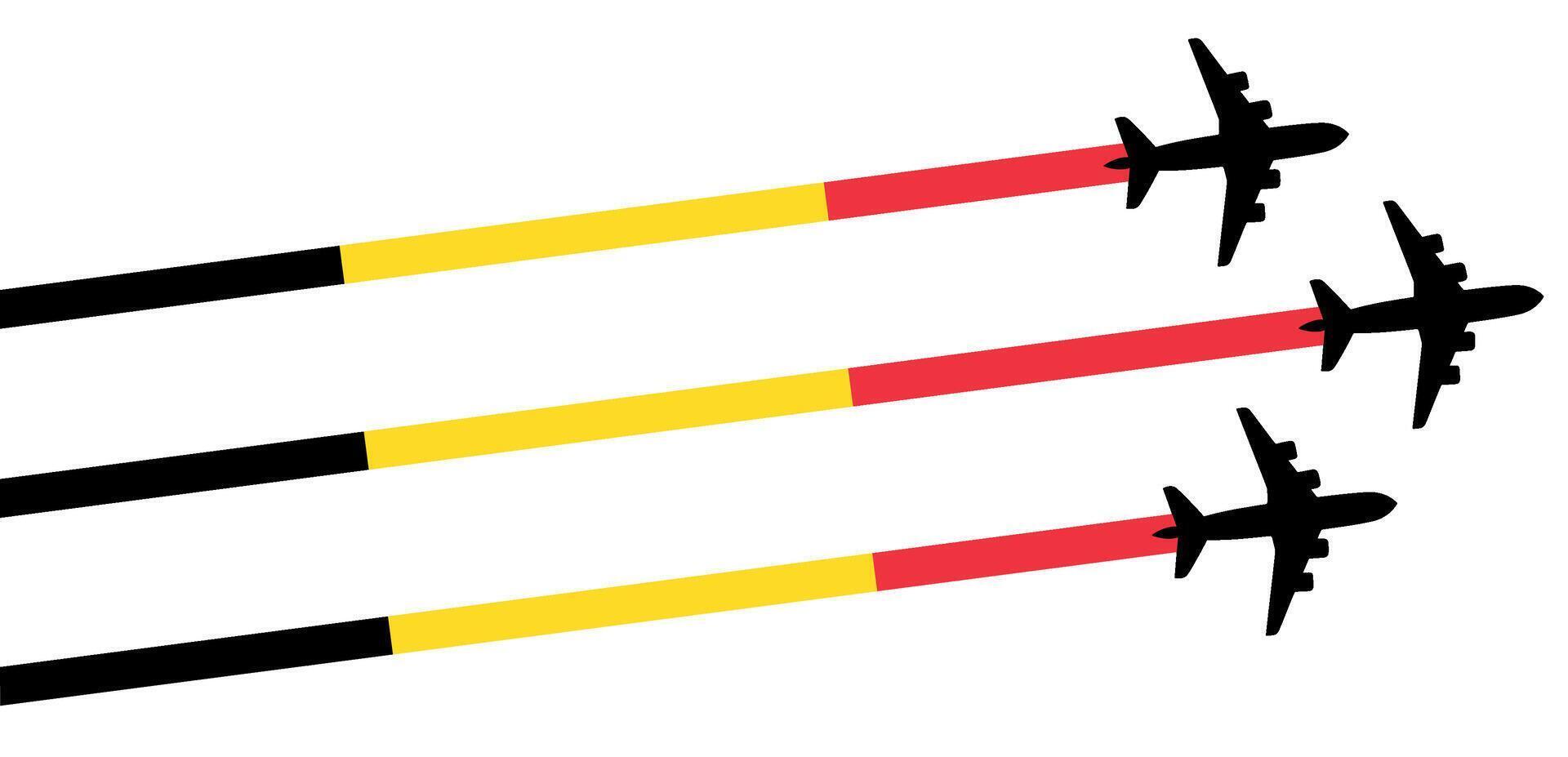 set Flying airplane with Belgium flag icon. airshow celebration day symbol Template Illustration Design vector