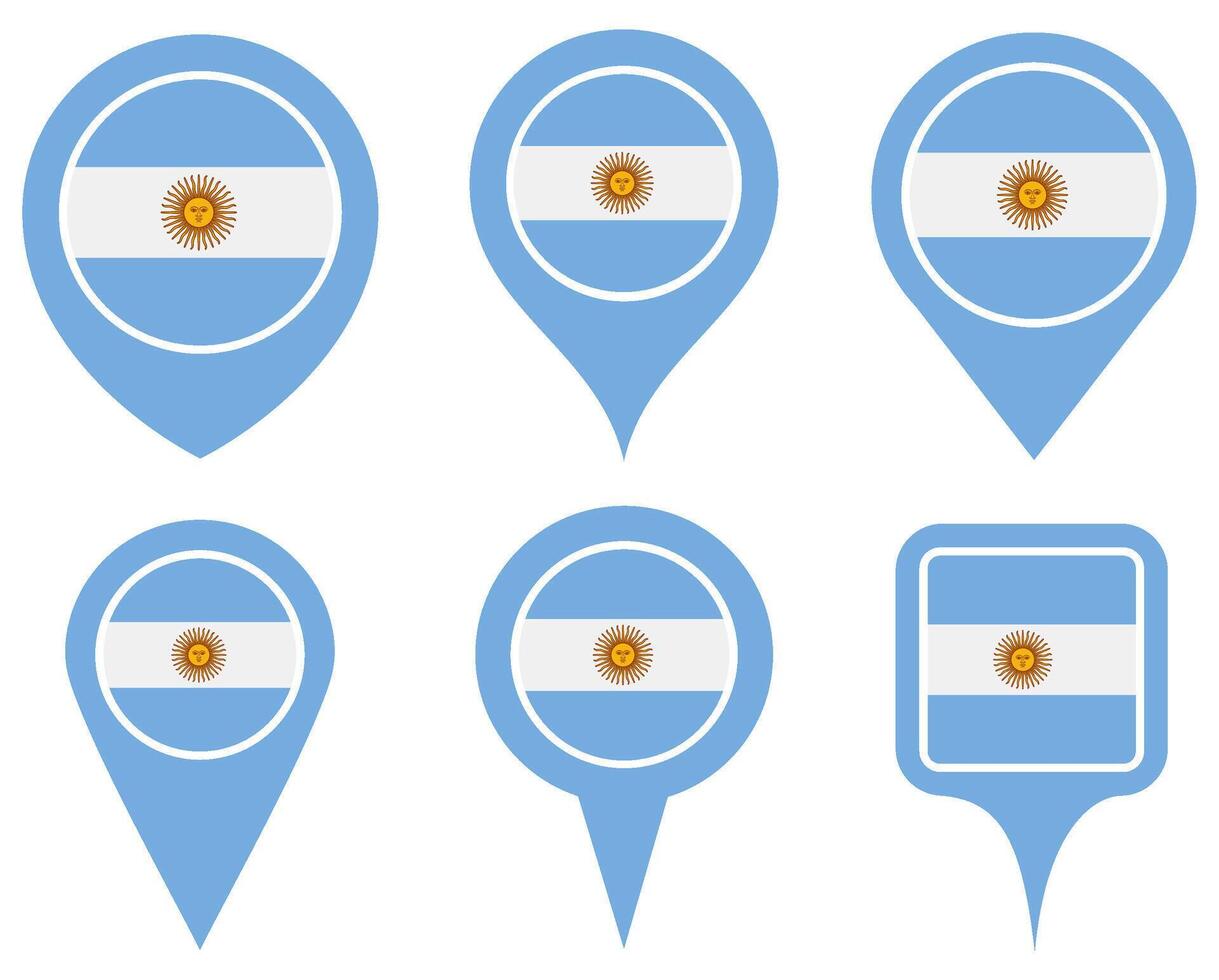 set Location pin argentina flag icon. Country location symbol Map markers design template illustration vector