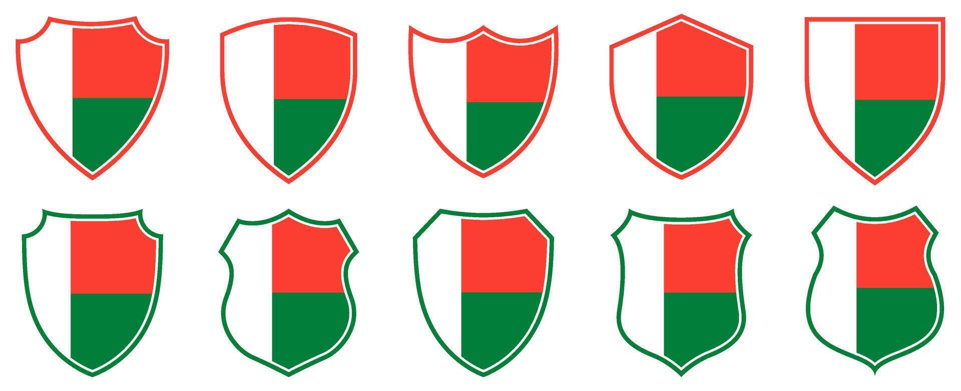 zdgzset collections madagascar flag in shield badge icon. madagascar flag symbol of powerful country. madagascar independence day emblem label sticker design template illustration vector