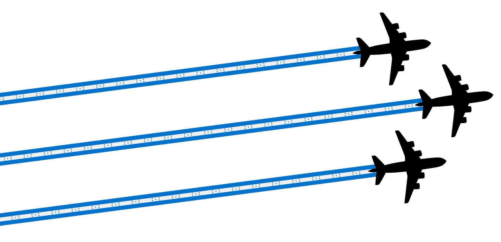 set Flying airplane with Honduras flag icon. airshow celebration day symbol Template Illustration Design vector