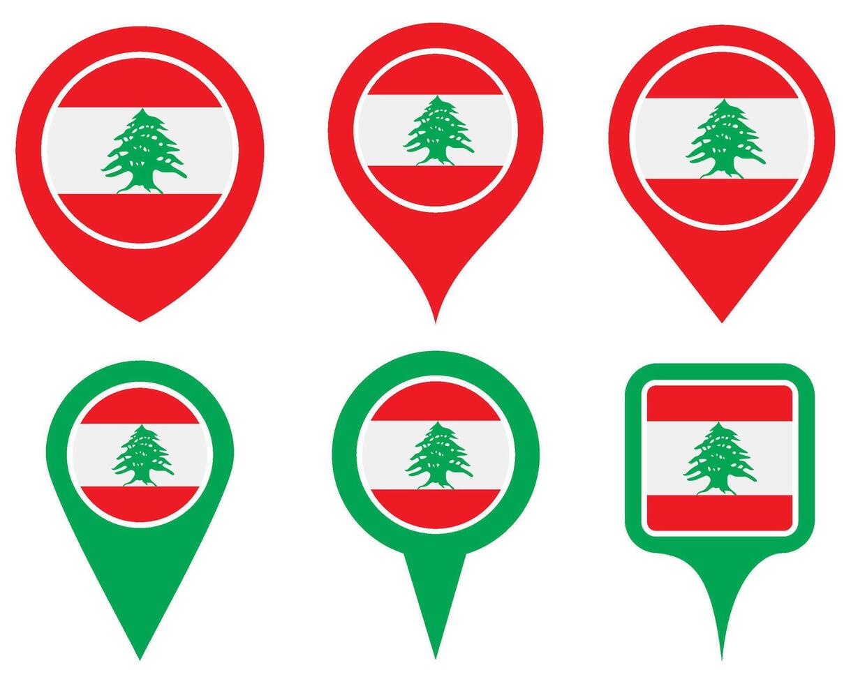 set Location pin lebanon flag icon. Country location symbol Map markers design template illustration vector