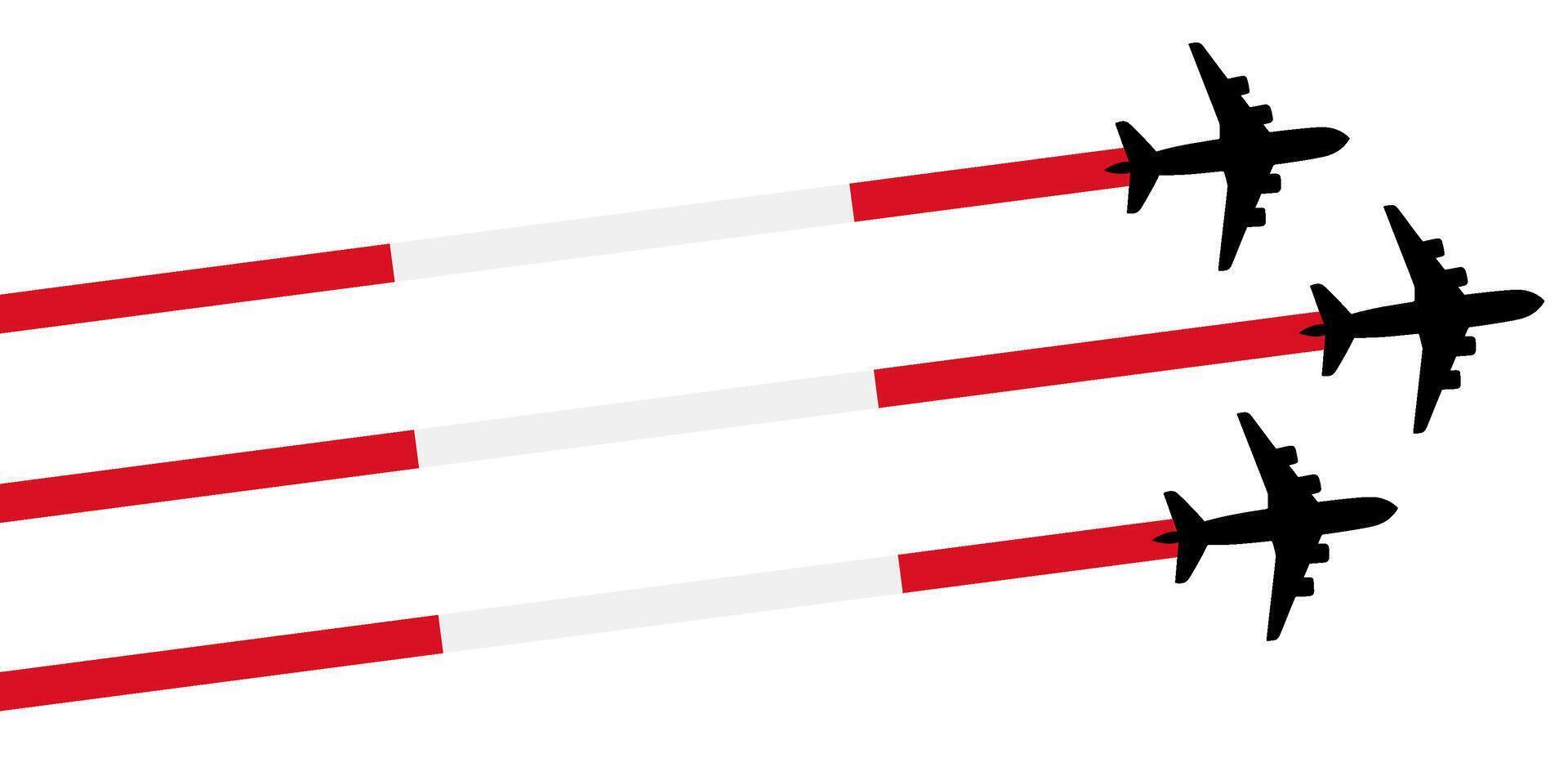 set Flying airplane with Peru flag icon. airshow celebration day symbol Template Illustration Design vector
