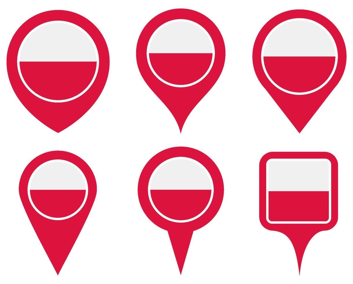 set Location pin poland flag icon. Country location symbol Map markers design template illustration vector