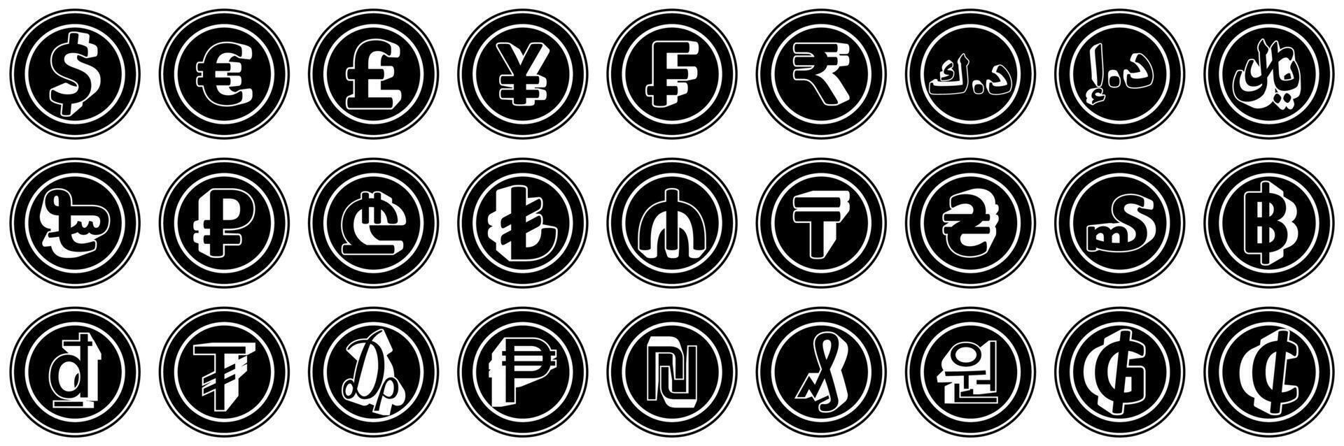 set coins Currency silhouettes icon. Money Currency exchange symbol design template illustration vector