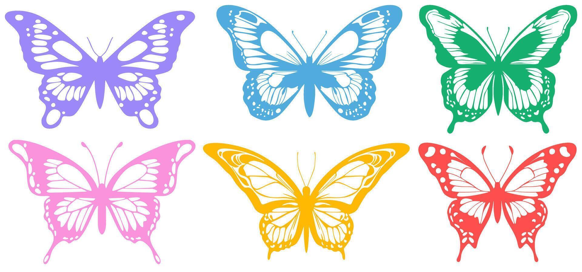 Collections butterfly retro 80s, 90s vintage design illustration vector