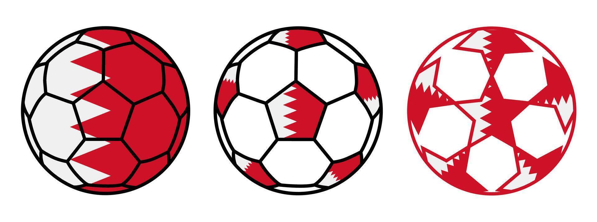 set soccer ball bahrain flag icon. football nation symbol design illustration vector