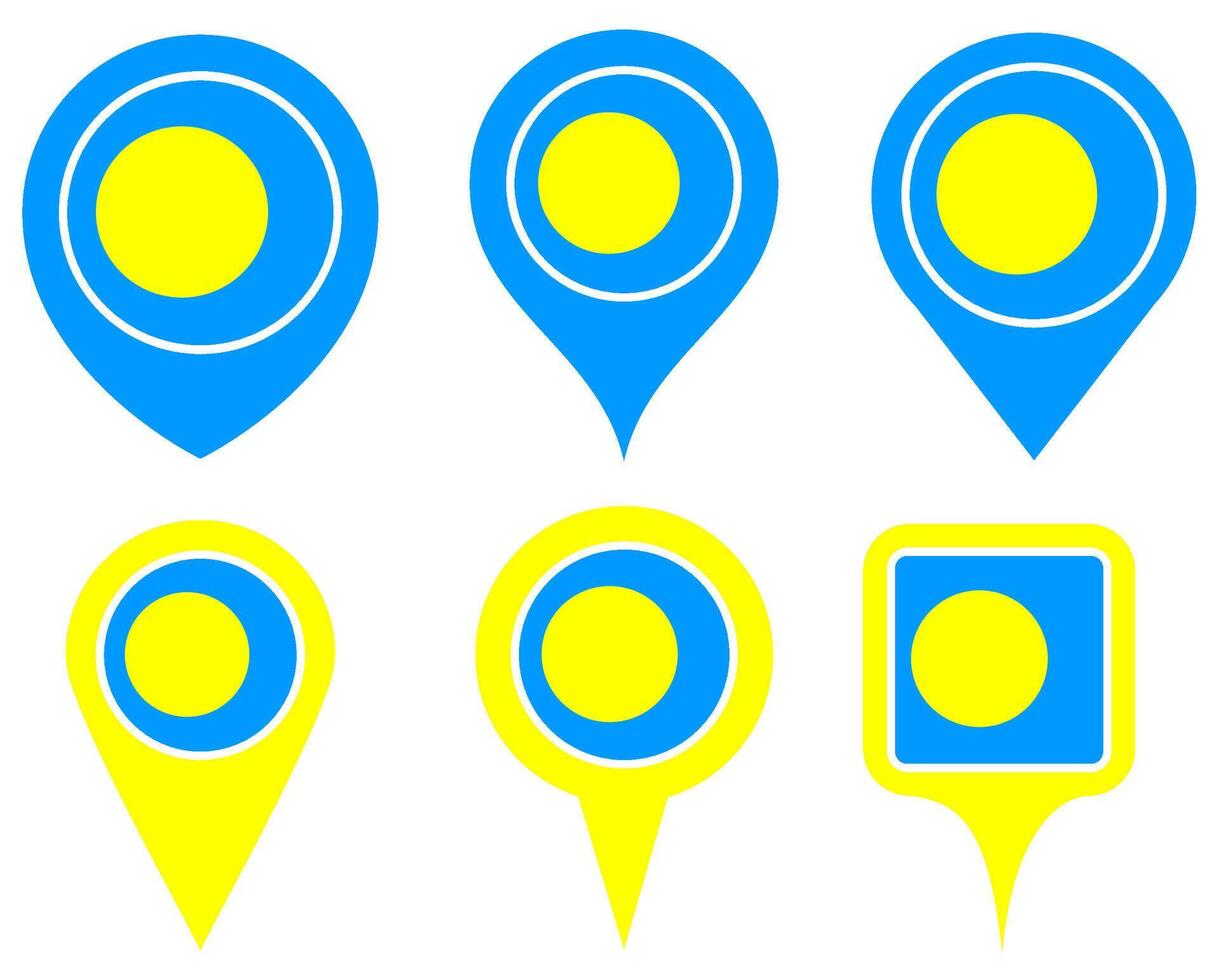set Location pin Palau flag icon. Country location symbol Map markers design template illustration vector
