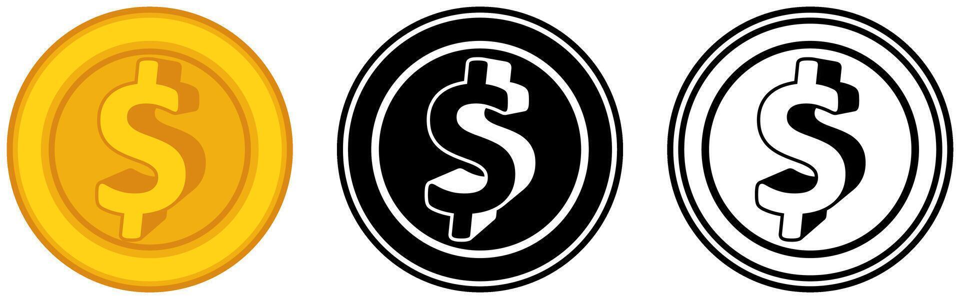 Set dollar coins icon. American currency symbol template design illustration vector