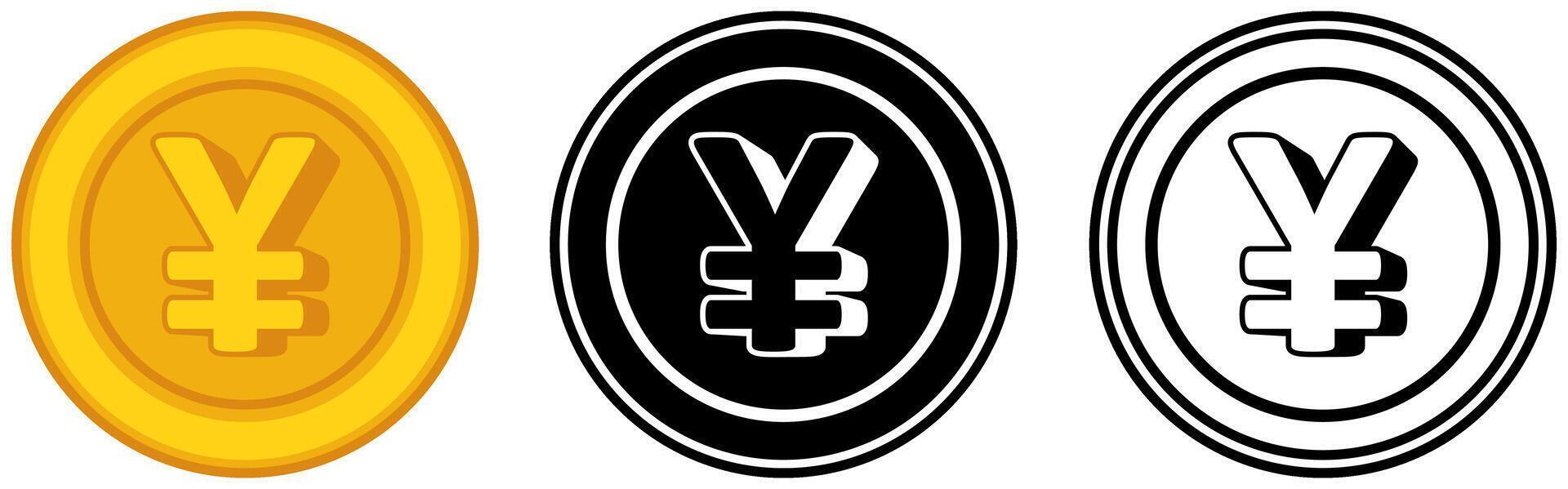 Set yen coins icon. japanese currency symbol template design illustration vector