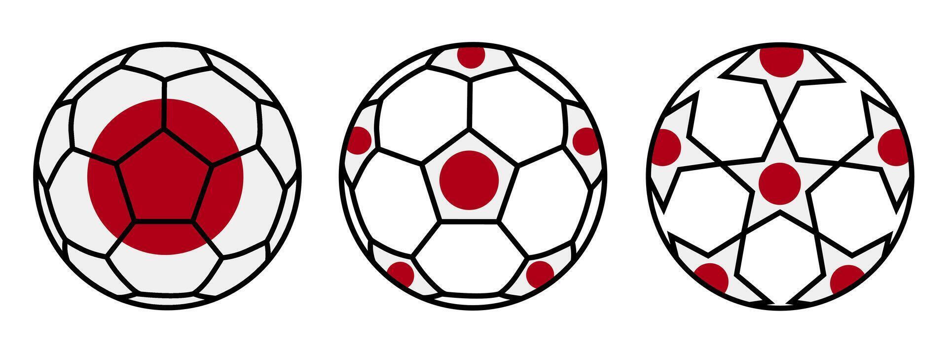 set soccer ball Japan flag icon. football nation symbol design illustration vector