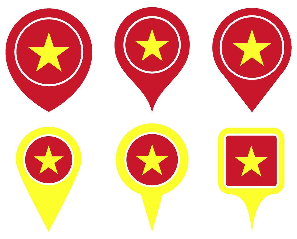 set Location pin vietnam flag icon. Country location symbol Map markers design template illustration vector