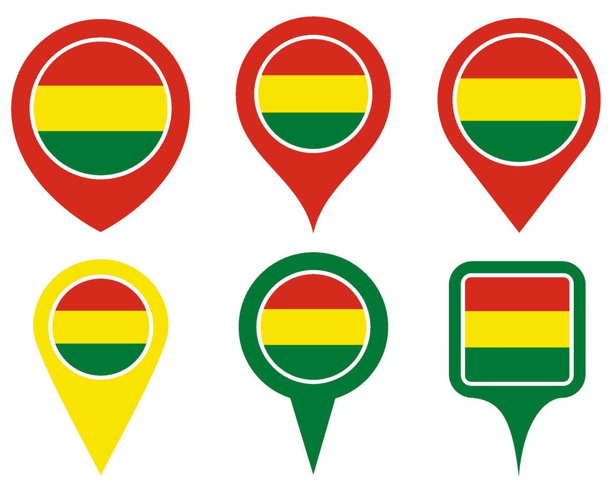 set Location pin bolivia flag icon. Country location symbol Map markers design template illustration vector