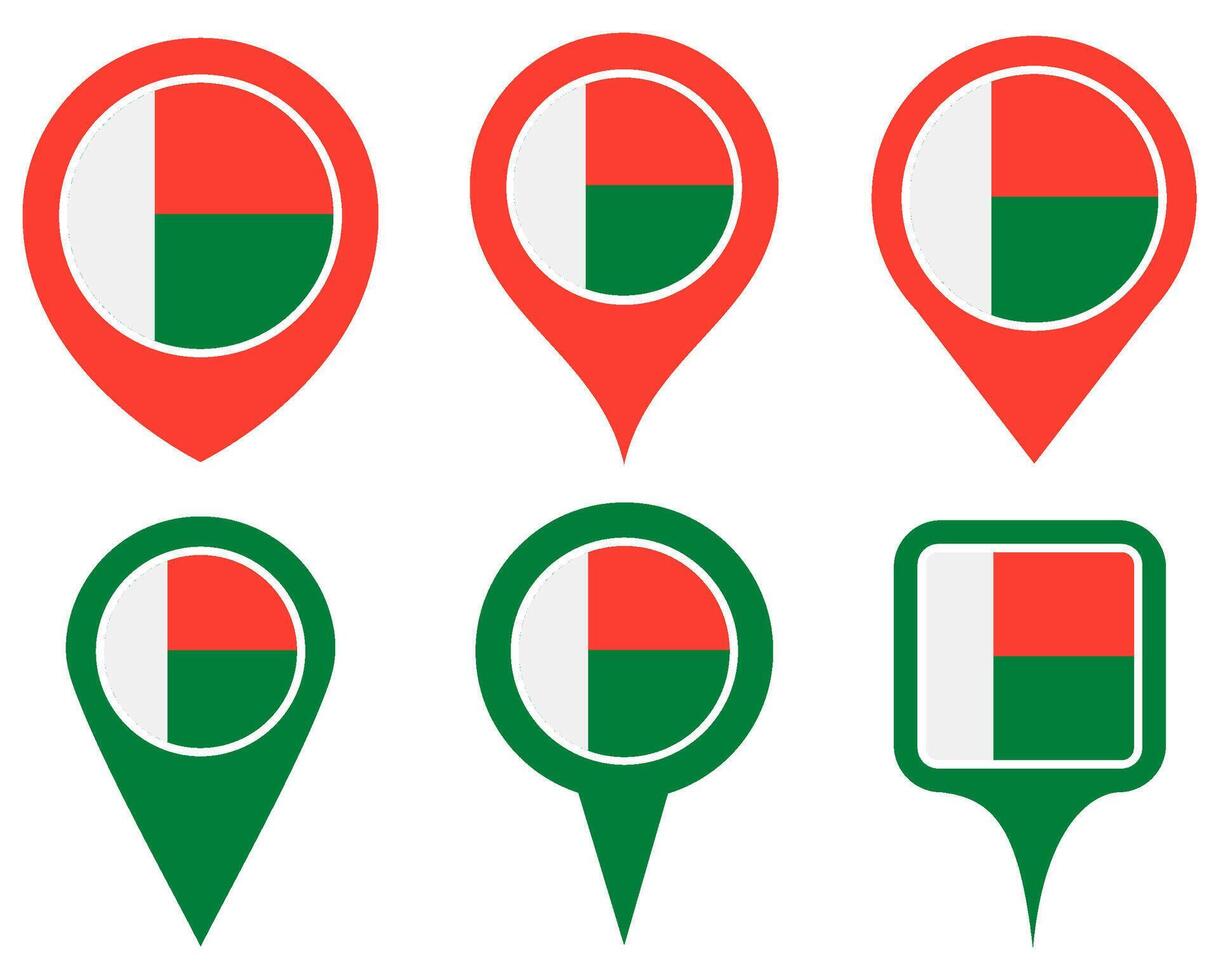 set Location pin madagascar flag icon. Country location symbol Map markers design template illustration vector