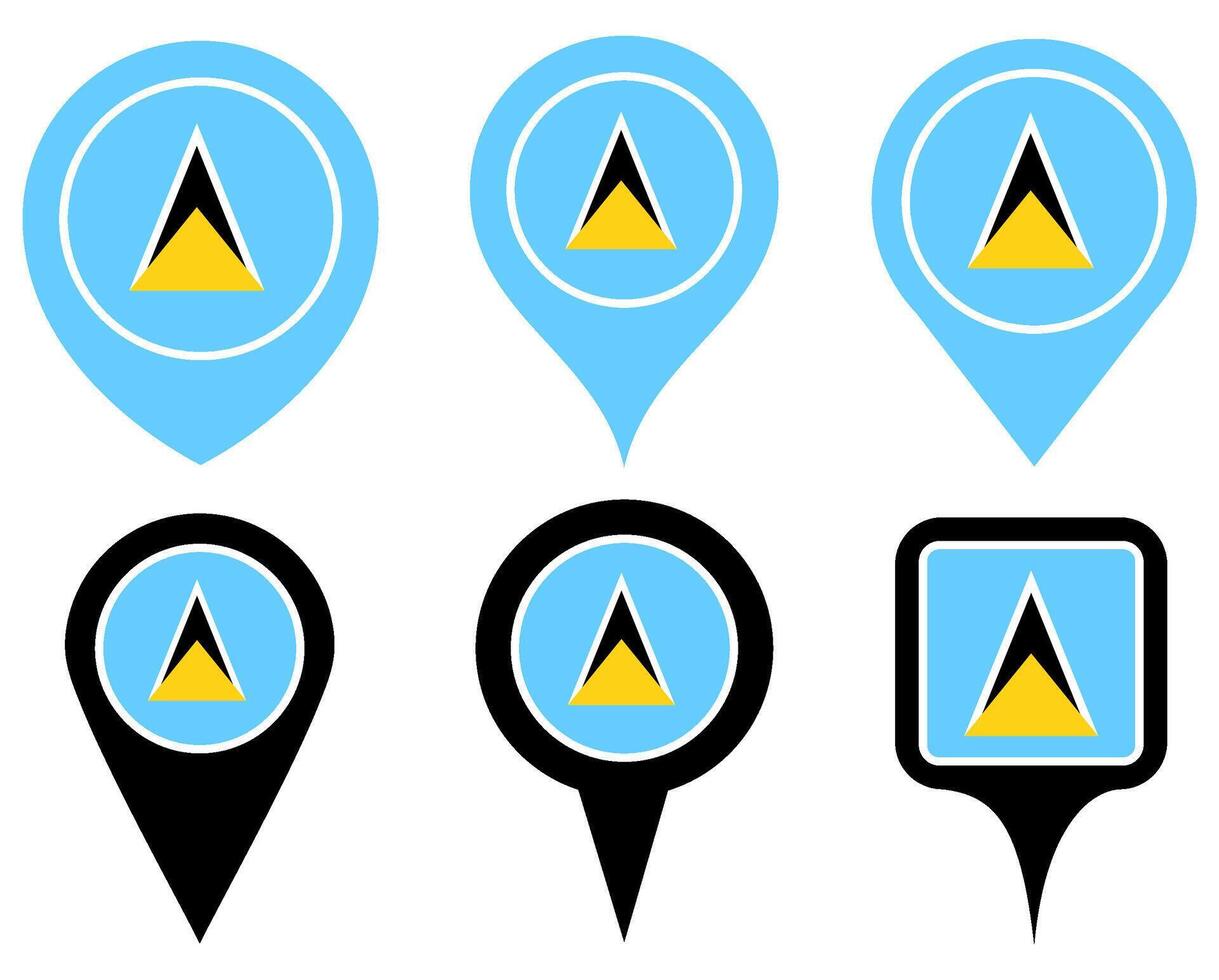 set Location pin st lucia flag icon. Country location symbol Map markers design template illustration vector