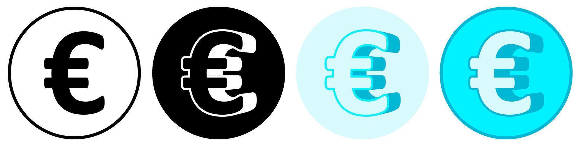 Set trendy Euro Symbol icon. European currency pictogram illustration vector