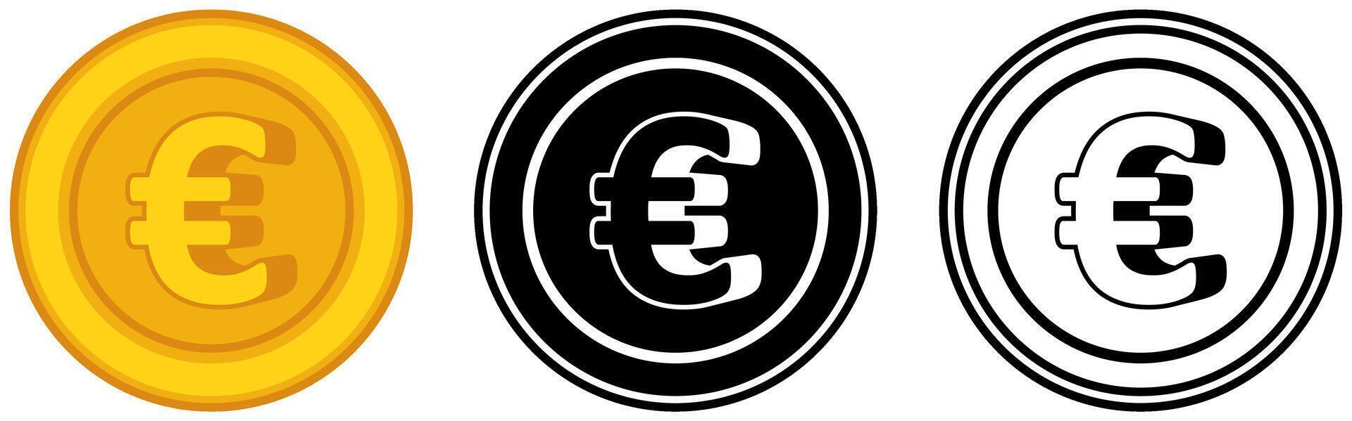 Set euro coins icon. European currency symbol template design illustration vector