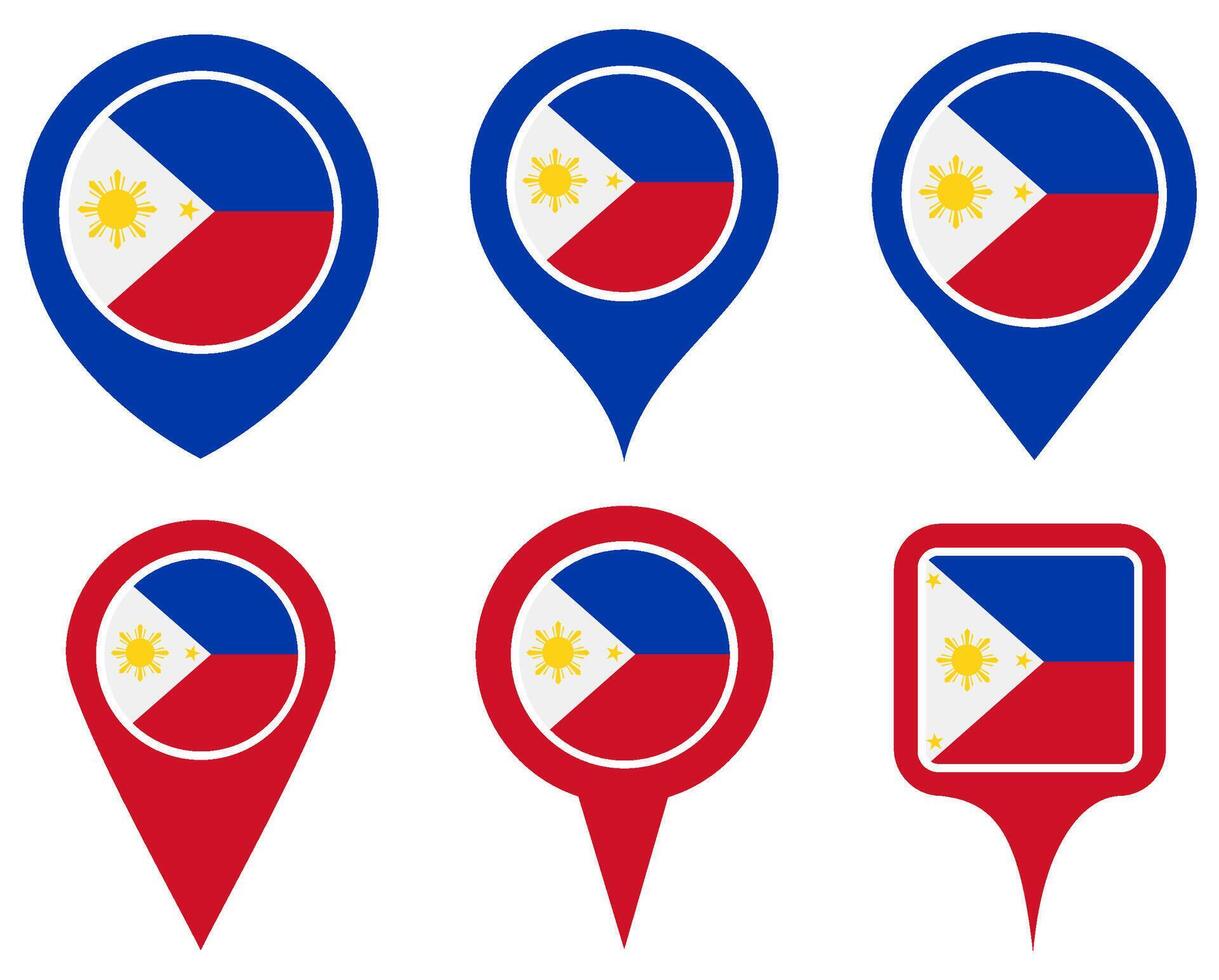 set Location pin philippine flag icon. Country location symbol Map markers design template illustration vector