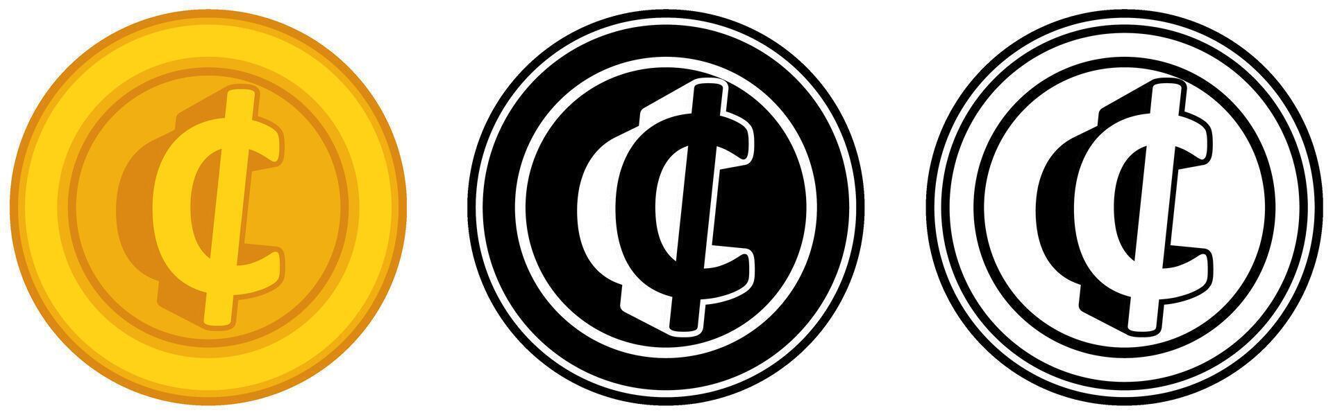 Set cedi coins icon. Ghanaian currency symbol template design illustration vector
