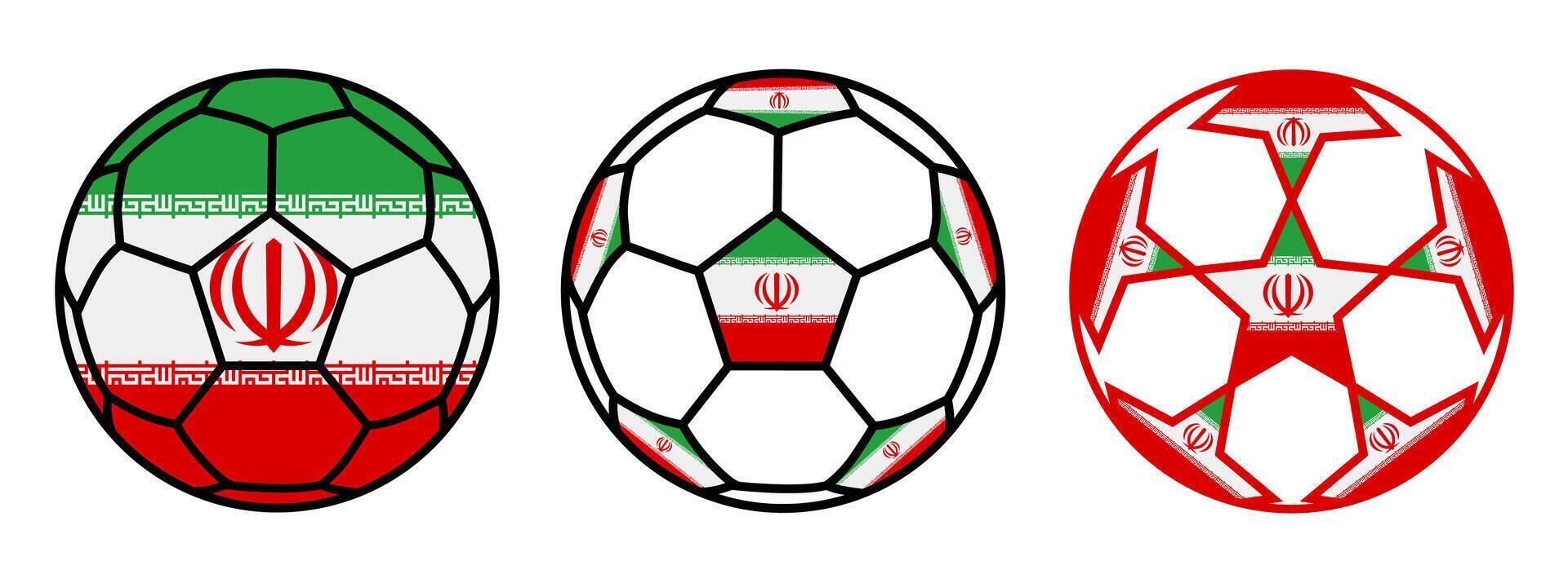 set soccer ball Iran flag icon. football nation symbol design illustration vector