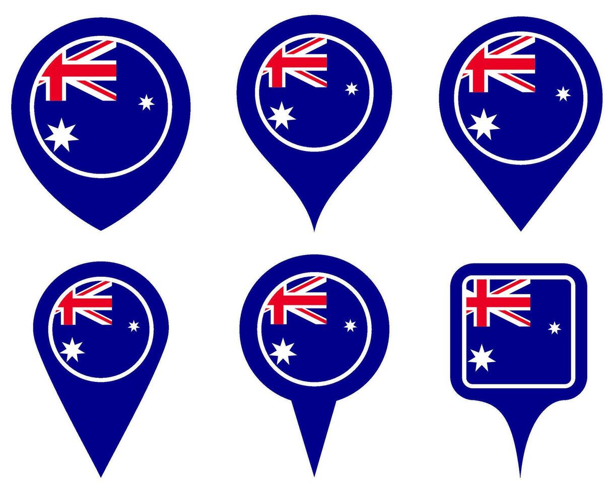 set Location pin australia flag icon. Country location symbol Map markers design template illustration vector