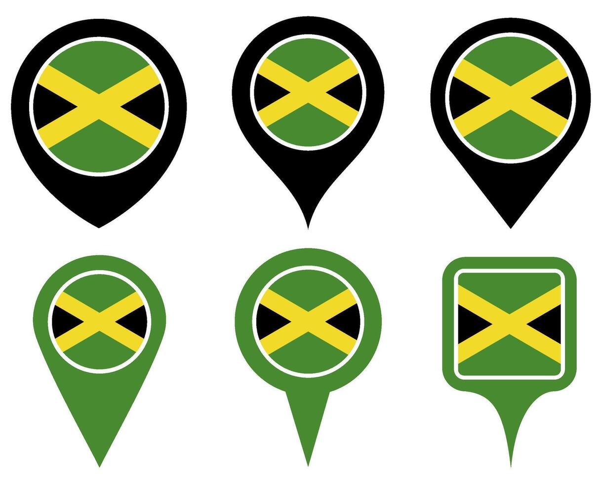 set Location pin jamaica flag icon. Country location symbol Map markers design template illustration vector