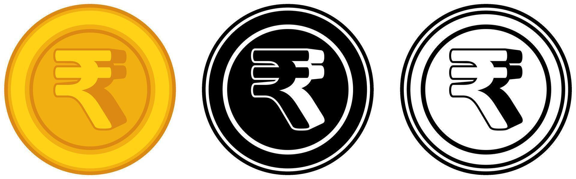 Set Rupee coins icon. India currency symbol template design illustration vector