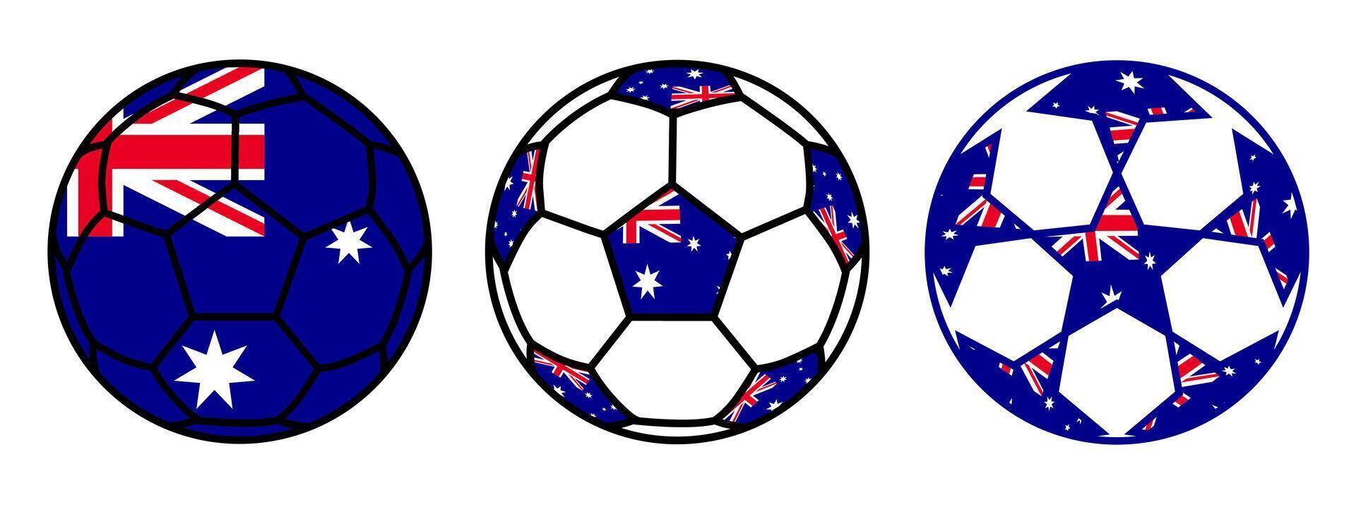 set soccer ball Australia flag icon. football nation symbol design illustration vector