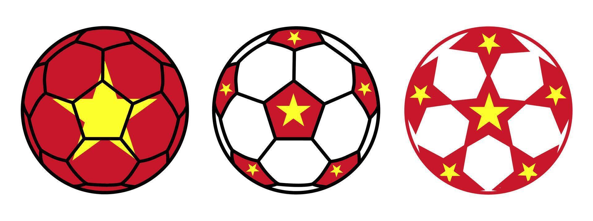 set soccer ball Vietnam flag icon. football nation symbol design illustration vector