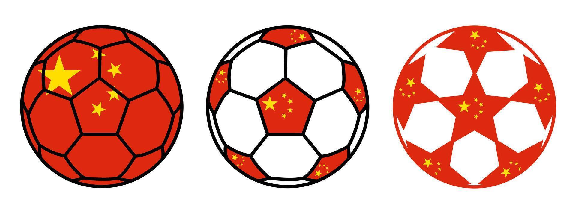 set soccer ball China flag icon. football nation symbol design illustration vector
