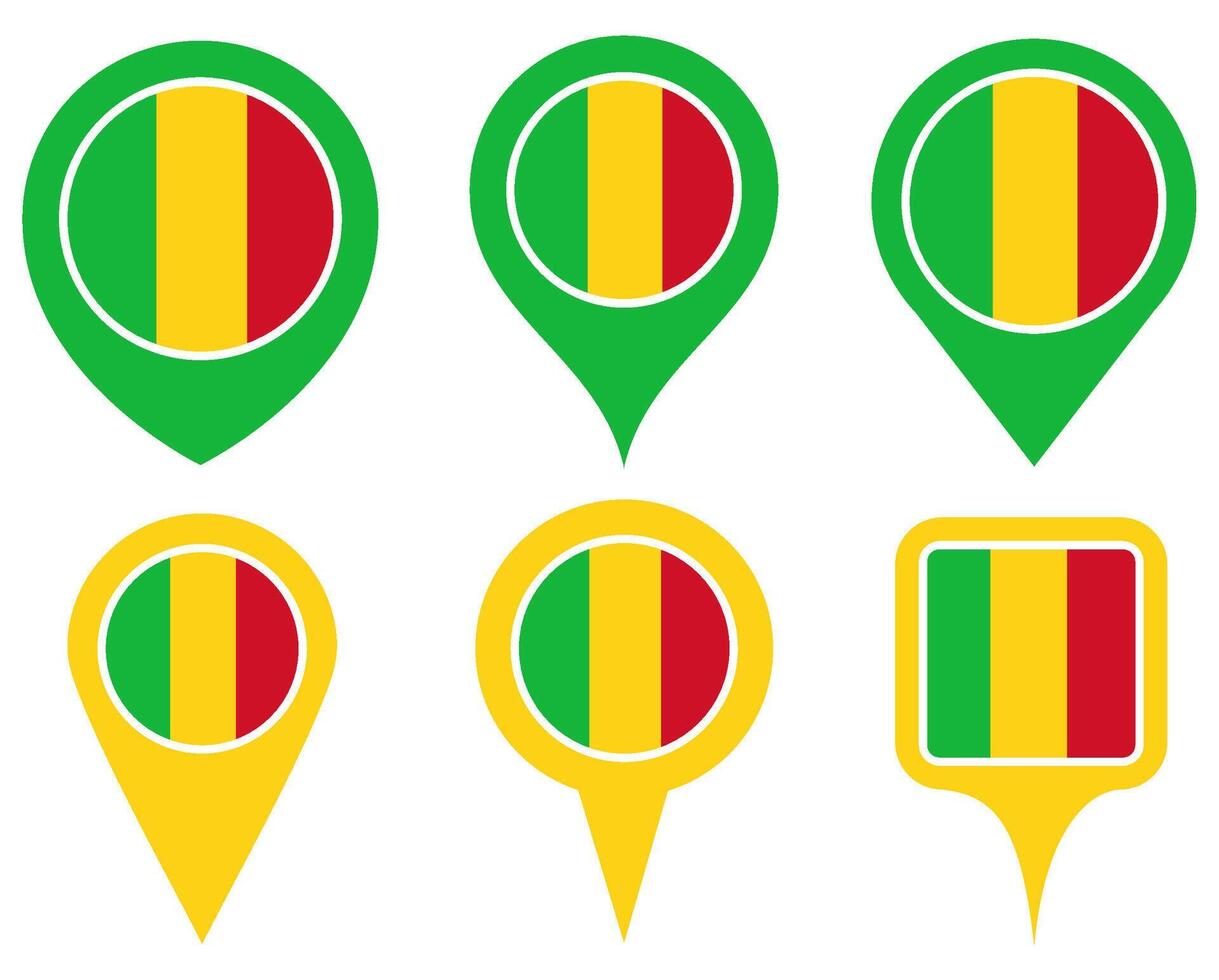set Location pin mali flag icon. Country location symbol Map markers design template illustration vector