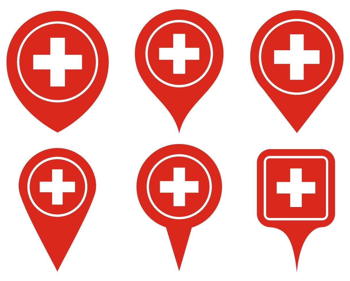 set Location pin Switzerland flag icon. Country location symbol Map markers design template illustration vector