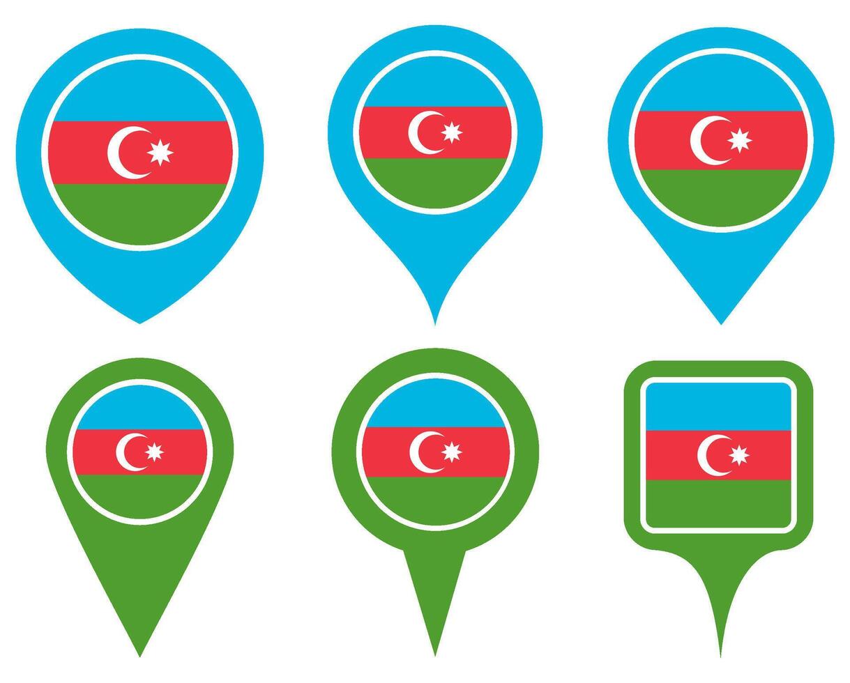 set Location pin azerbaijan flag icon. Country location symbol Map markers design template illustration vector