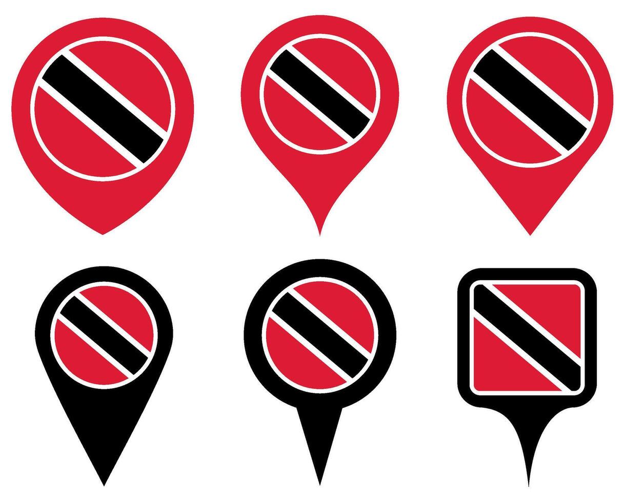 set Location pin tobago flag icon. Country location symbol Map markers design template illustration vector