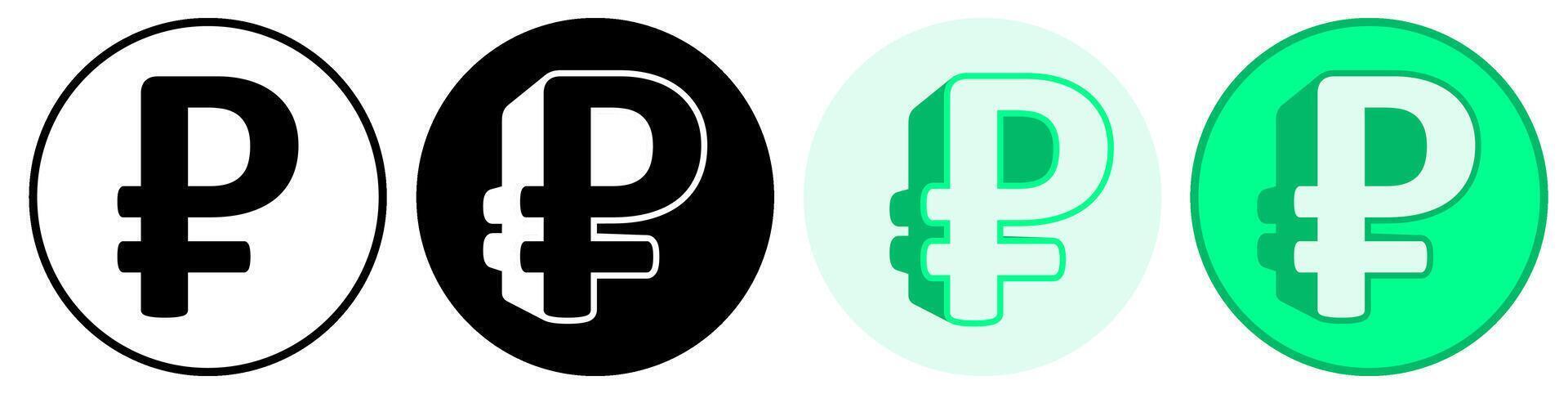 Set trendy Rouble Symbol icon. Russian currency pictogram illustration vector