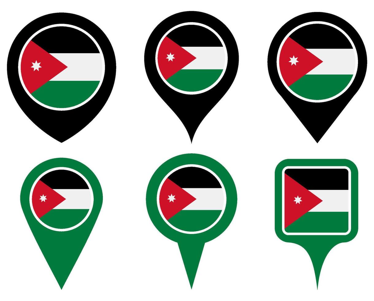 set Location pin jordan flag icon. Country location symbol Map markers design template illustration vector