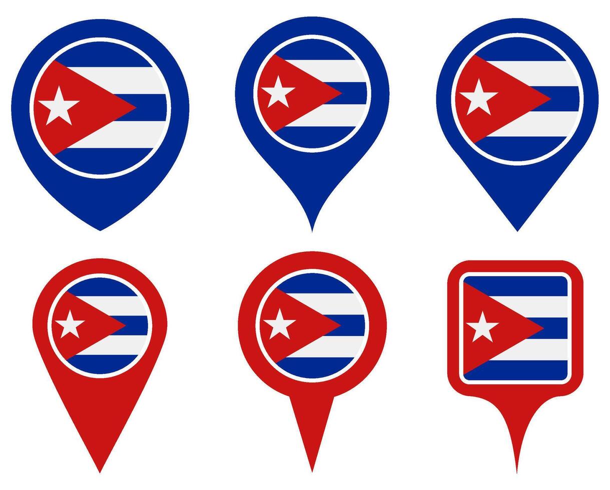 set Location pin cuba flag icon. Country location symbol Map markers design template illustration vector