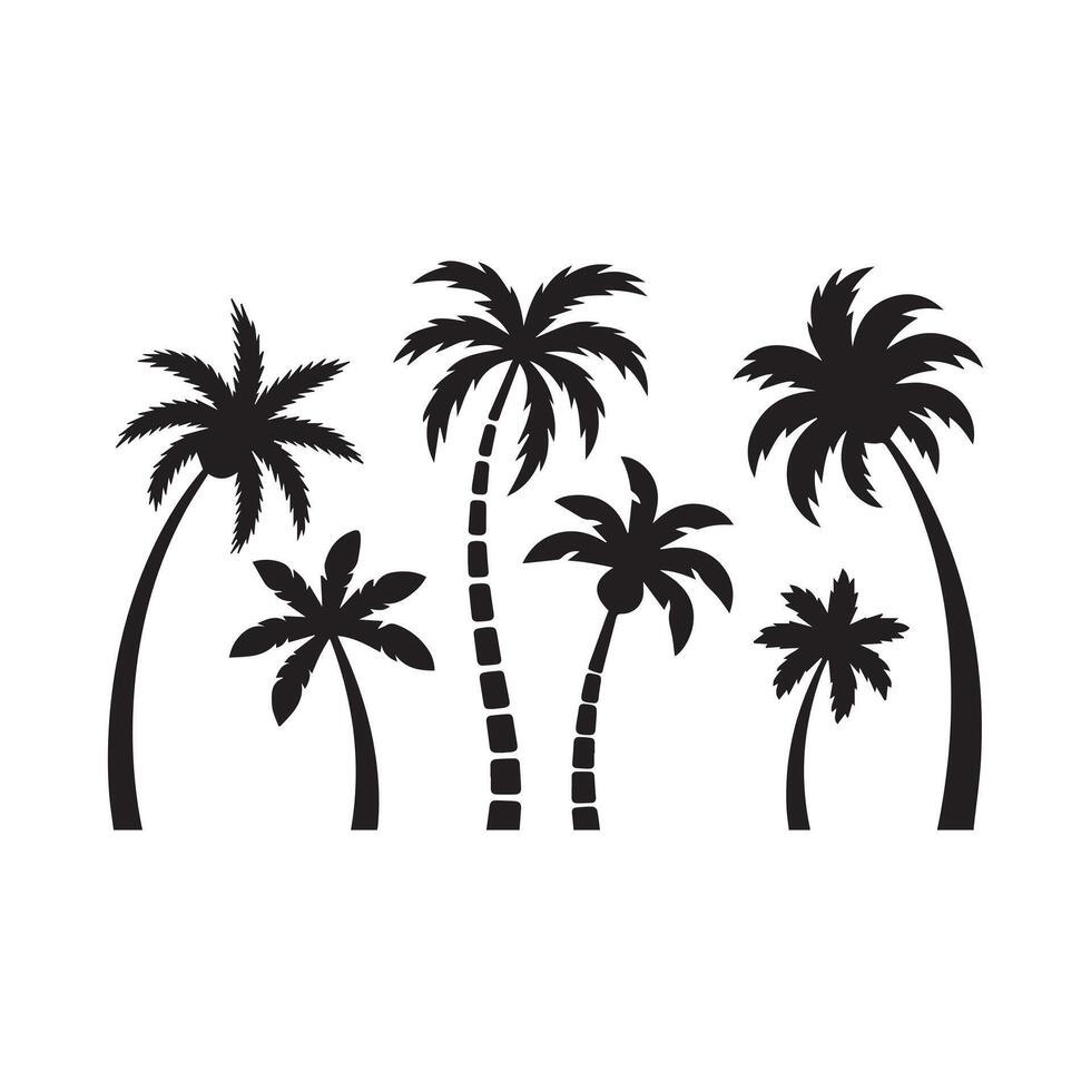 palm trees silhouette on white background vector