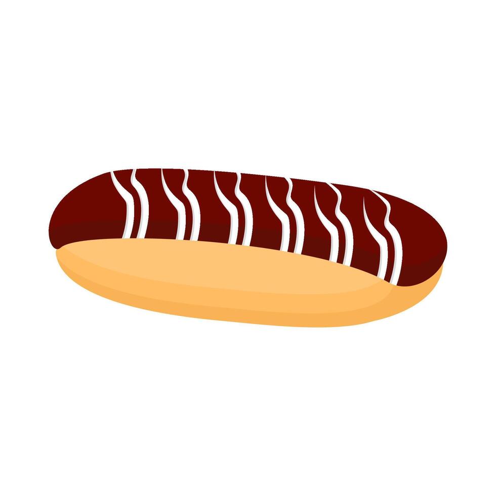 Eclair pastry with chocolate glaze vector