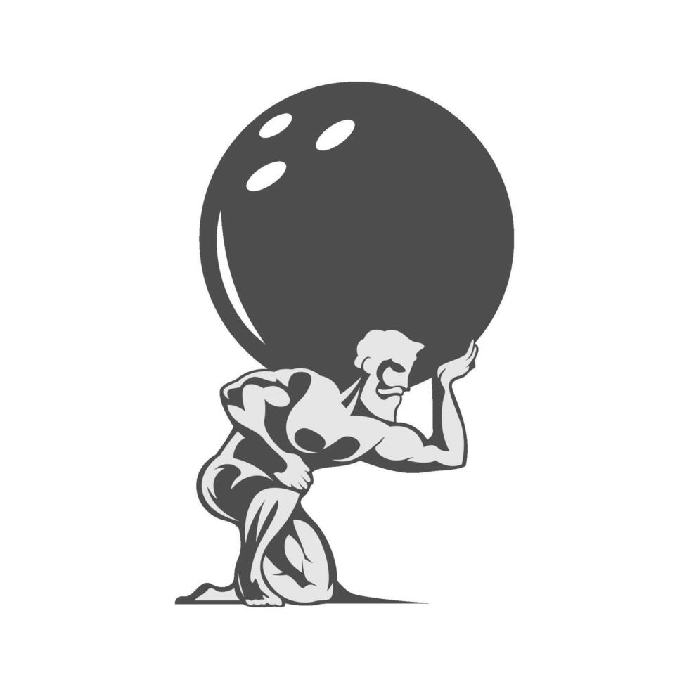 Atlas statue logo design illustration vector